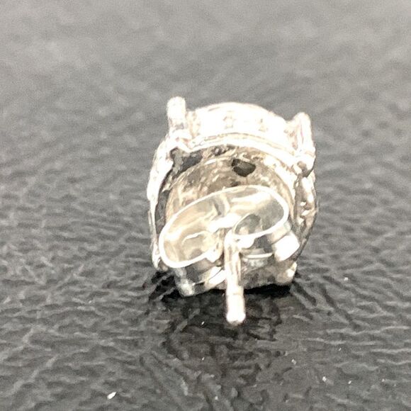 Sparkly White Gold Plated Silver Tone CZ Stud Earrings, Pavé Crystal Bling, Gift - Picture 6 of 9